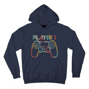 Retro Matching Player 1 Video Gamer Tall Hoodie