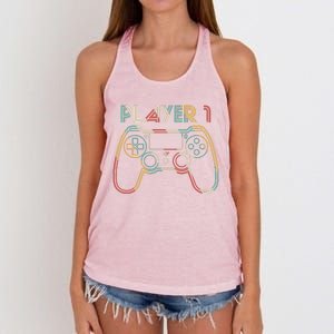 Retro Matching Player 1 Video Gamer Women's Knotted Racerback Tank