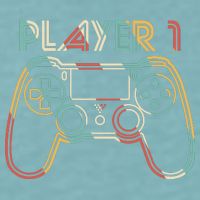 Retro Matching Player 1 Video Gamer Sueded Cloud Jersey T-Shirt