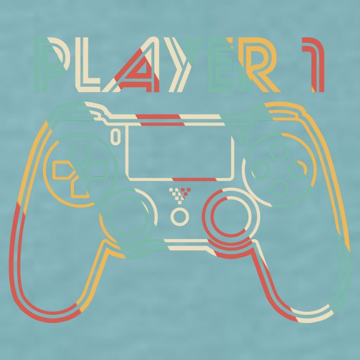 Retro Matching Player 1 Video Gamer Sueded Cloud Jersey T-Shirt