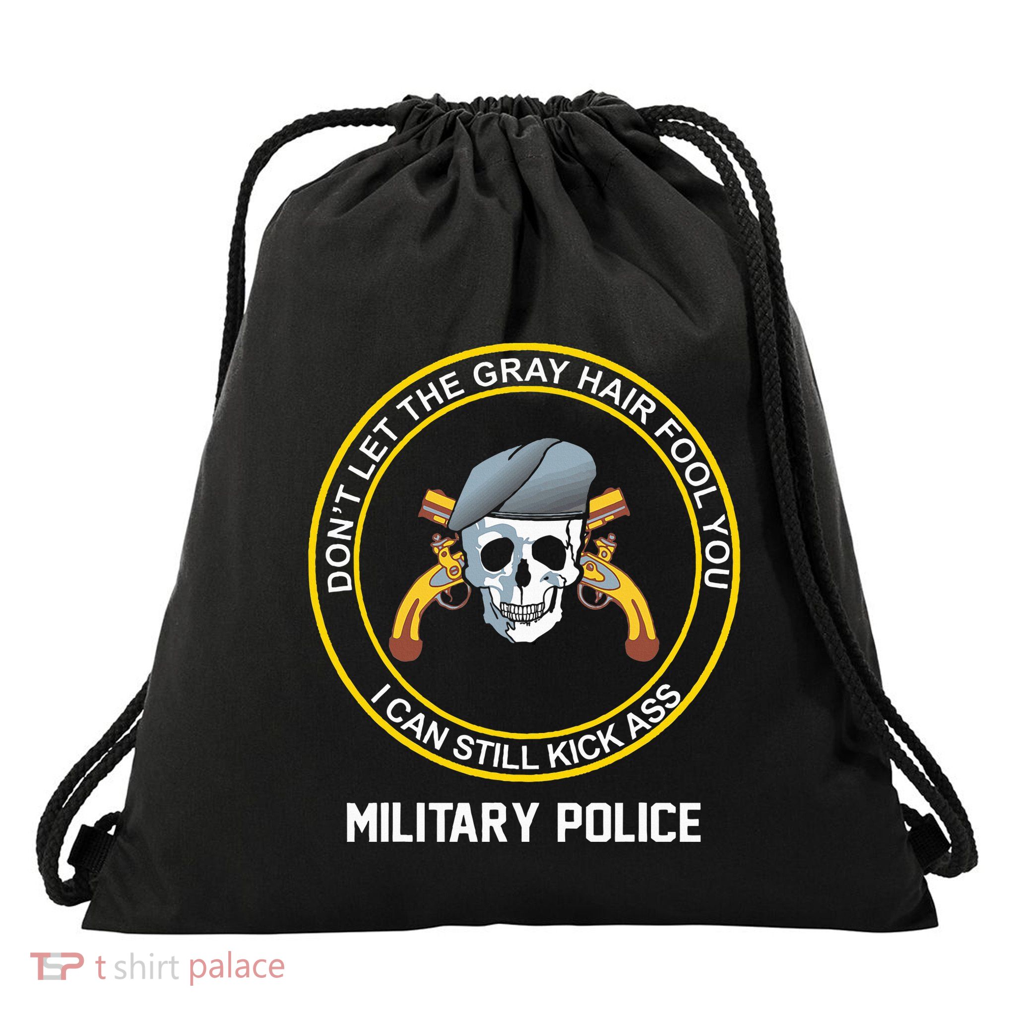 Retired Military Police Funny Old Man Mp Veteran Drawstring Bag