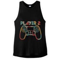 Retro Matching Player 2 Video Gamer Ladies PosiCharge Tri-Blend Wicking Tank