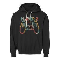 Retro Matching Player 2 Video Gamer Garment-Dyed Fleece Hoodie