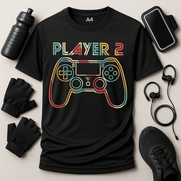 Retro Matching Player 2 Video Gamer Performance Shirt
