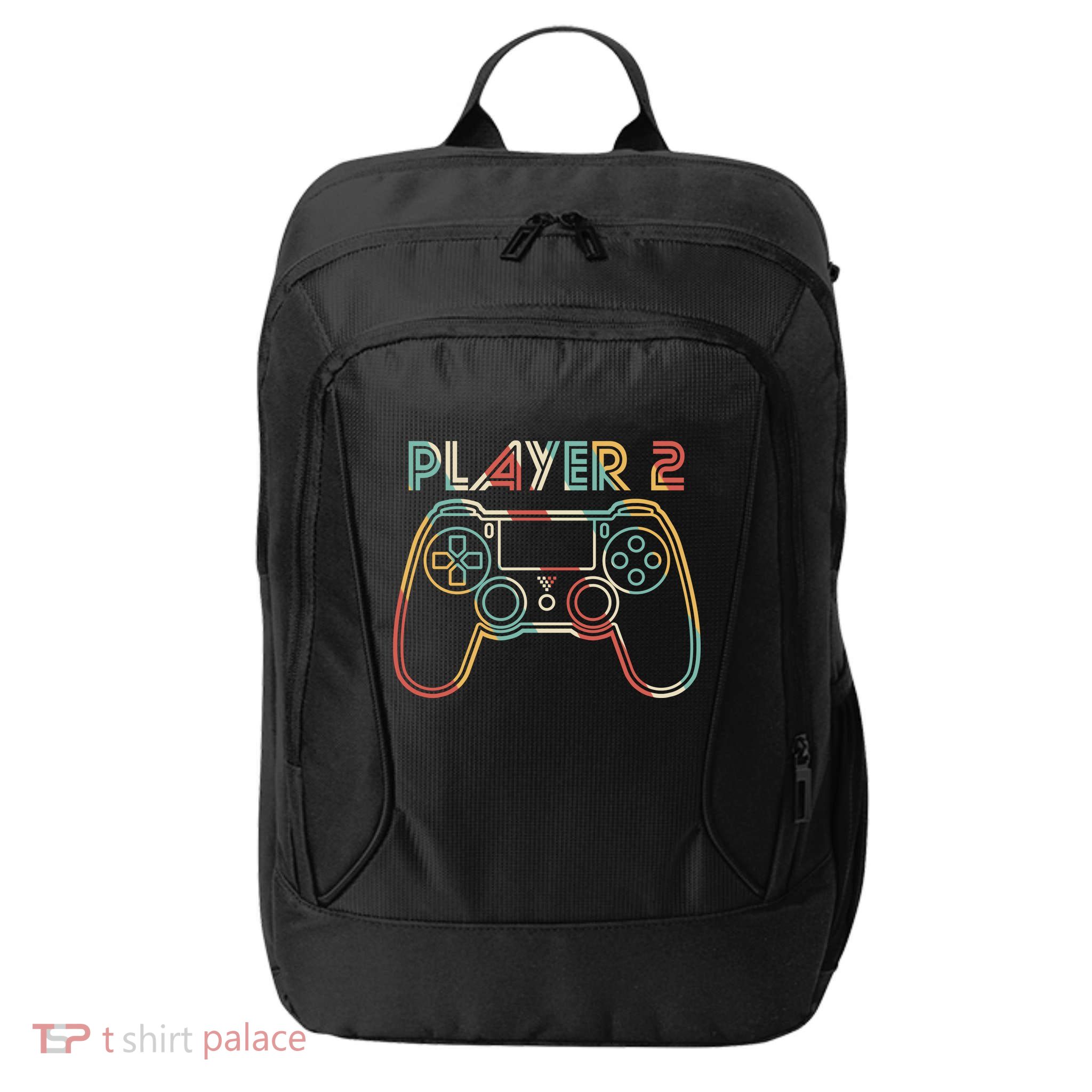 Retro Matching Player 2 Video Gamer City Backpack