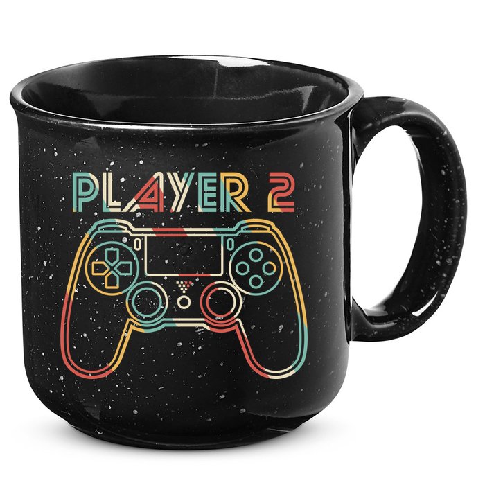 Retro Matching Player 2 Video Gamer 15oz Campfire Ceramic Mug