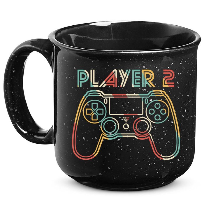 Retro Matching Player 2 Video Gamer 15oz Campfire Ceramic Mug