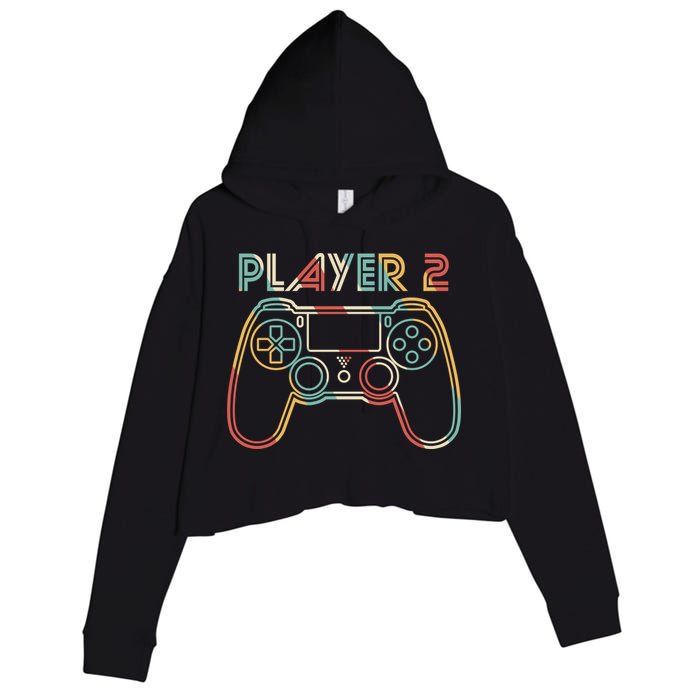 Retro Matching Player 2 Video Gamer Crop Fleece Hoodie