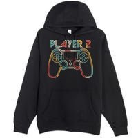 Retro Matching Player 2 Video Gamer Premium Pullover Hoodie