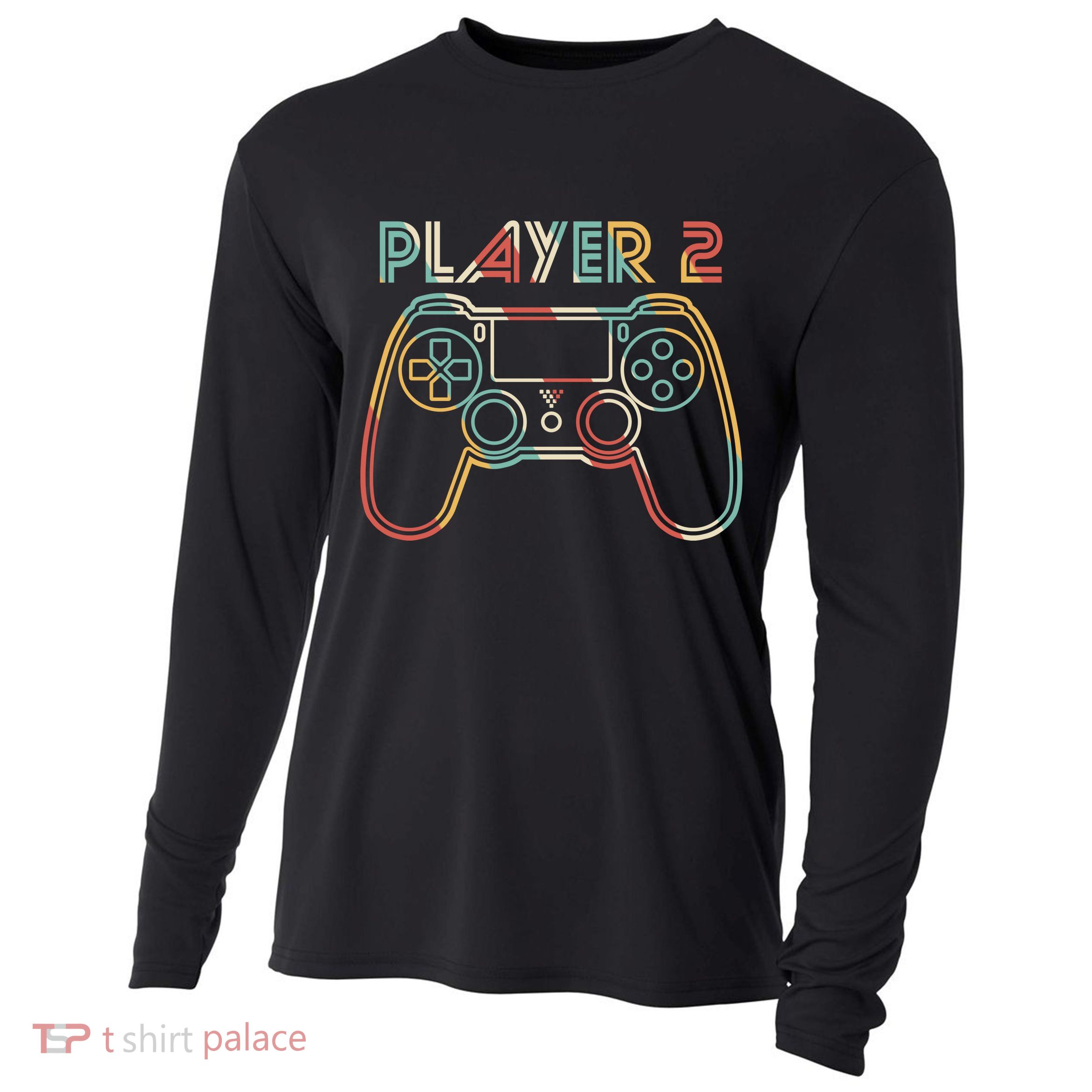 Retro Matching Player 2 Video Gamer Cooling Performance Long Sleeve Crew
