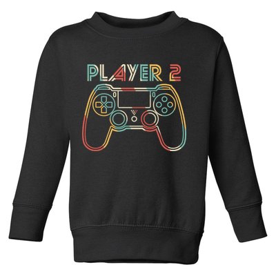 Retro Matching Player 2 Video Gamer Toddler Sweatshirt