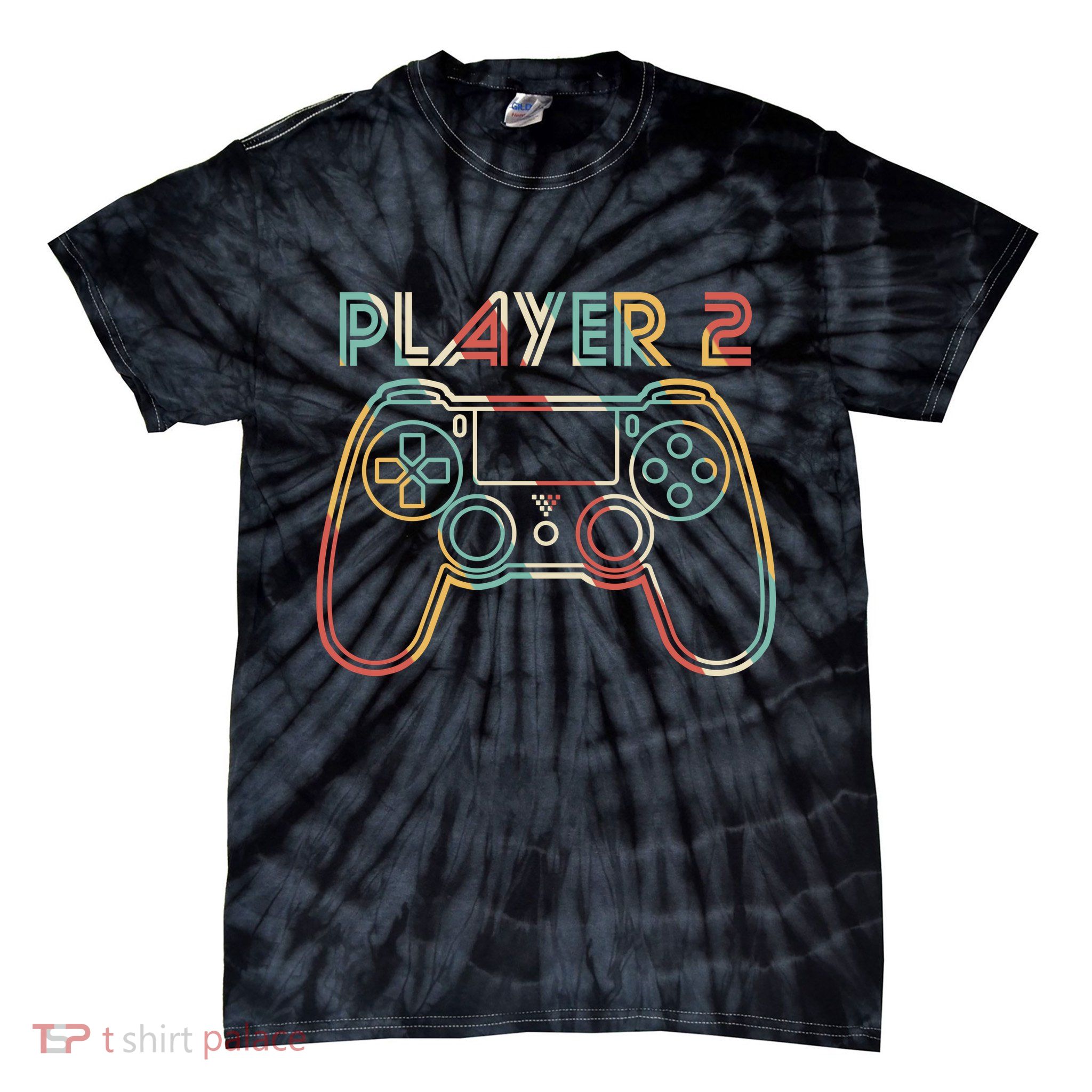 Retro Matching Player 2 Video Gamer Tie-Dye T-Shirt