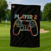 Retro Matching Player 2 Video Gamer Golf Towel