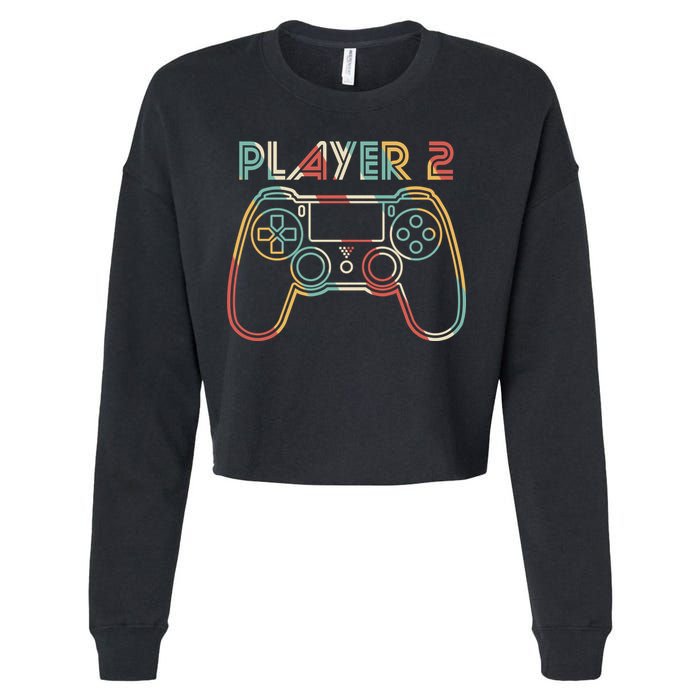 Retro Matching Player 2 Video Gamer Cropped Pullover Crew