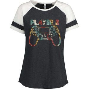 Retro Matching Player 2 Video Gamer Enza Ladies Jersey Colorblock Tee