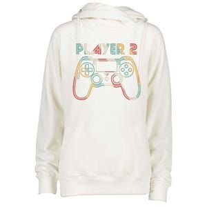 Retro Matching Player 2 Video Gamer Womens Funnel Neck Pullover Hood