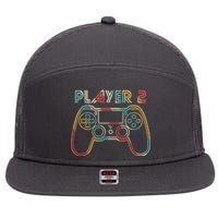 Retro Matching Player 2 Video Gamer 7 Panel Mesh Trucker Snapback Hat