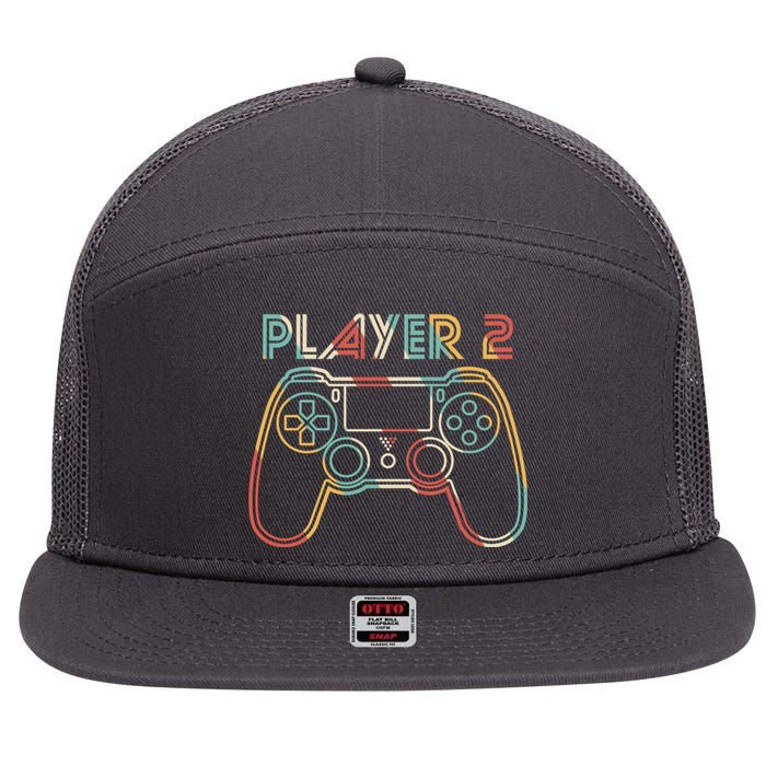 Retro Matching Player 2 Video Gamer 7 Panel Mesh Trucker Snapback Hat