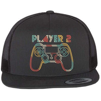 Retro Matching Player 2 Video Gamer Flat Bill Trucker Hat