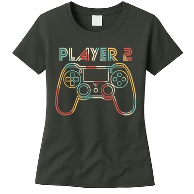 Retro Matching Player 2 Video Gamer Womens T-Shirt