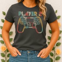 Retro Matching Player 2 Video Gamer Womens T-Shirt