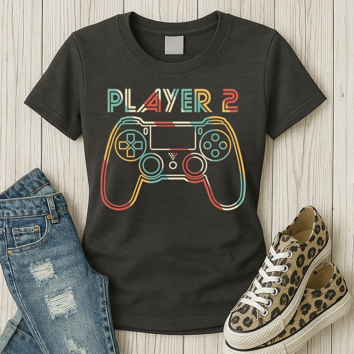 Retro Matching Player 2 Video Gamer Womens T-Shirt