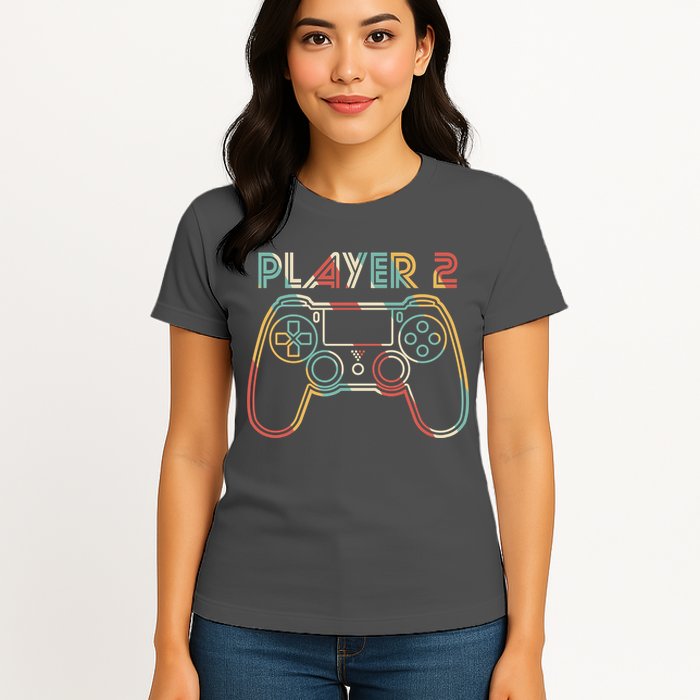 Retro Matching Player 2 Video Gamer Womens T-Shirt