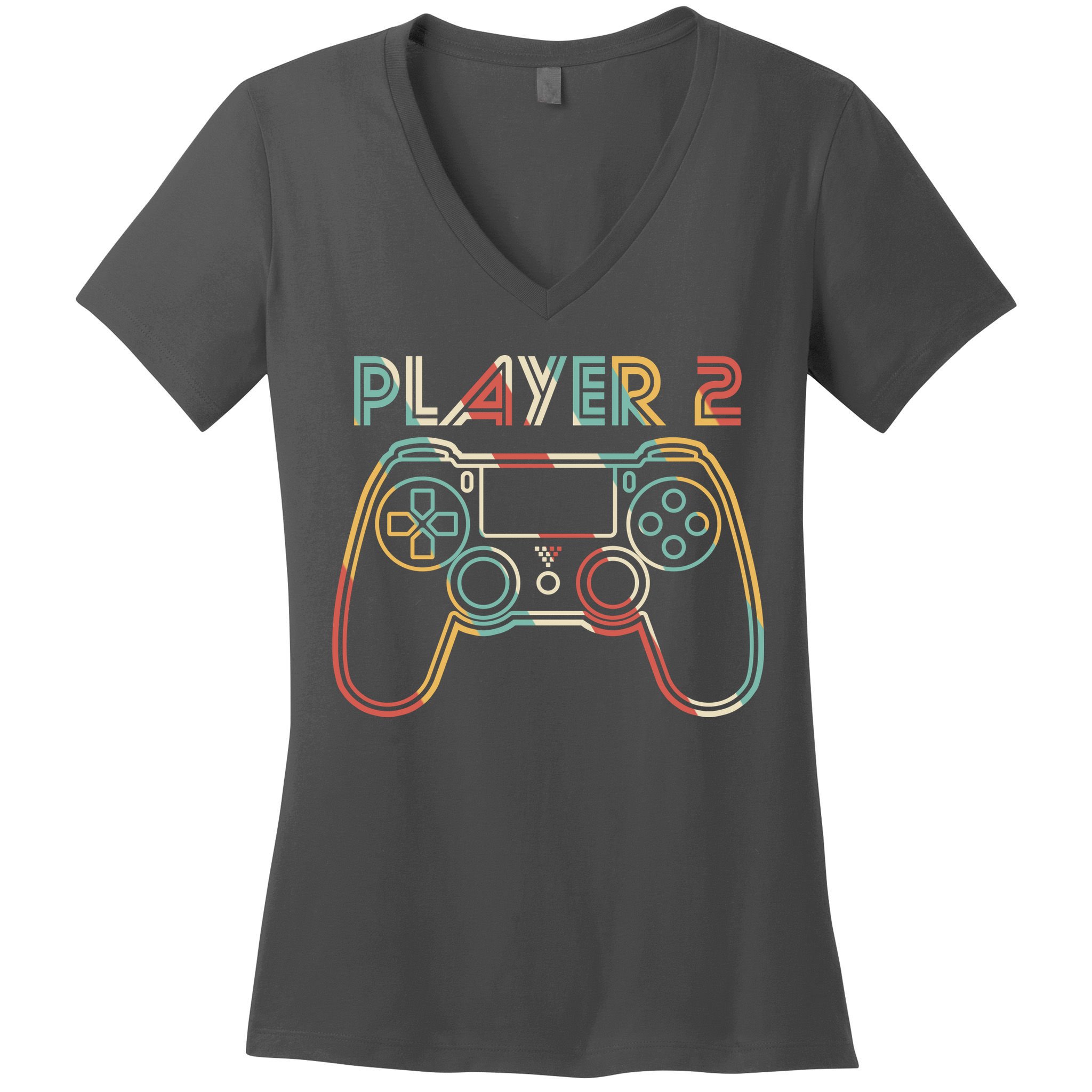 Retro Matching Player 2 Video Gamer Women's V-Neck T-Shirt
