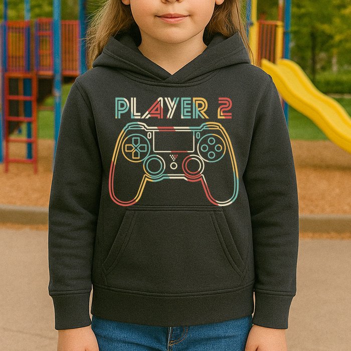 Retro Matching Player 2 Video Gamer Kids Hoodie