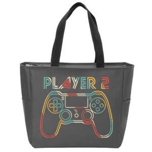 Retro Matching Player 2 Video Gamer Zip Tote Bag