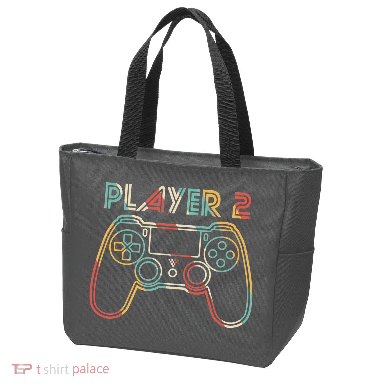Retro Matching Player 2 Video Gamer Zip Tote Bag