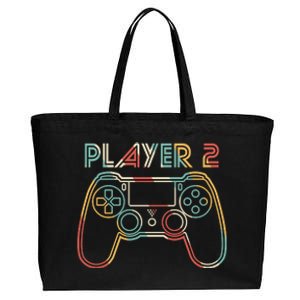 Retro Matching Player 2 Video Gamer Cotton Canvas Jumbo Tote