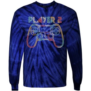 Retro Matching Player 2 Video Gamer Tie-Dye Long Sleeve Shirt