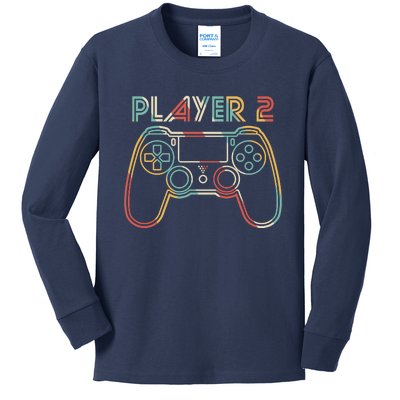 Retro Matching Player 2 Video Gamer Kids Long Sleeve Shirt