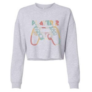 Retro Matching Player 2 Video Gamer Cropped Pullover Crew