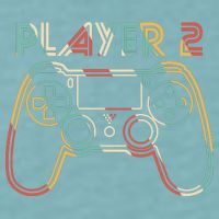Retro Matching Player 2 Video Gamer Sueded Cloud Jersey T-Shirt