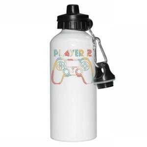 Retro Matching Player 2 Video Gamer Aluminum Water Bottle