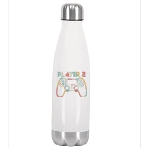 Retro Matching Player 2 Video Gamer Stainless Steel Insulated Water Bottle