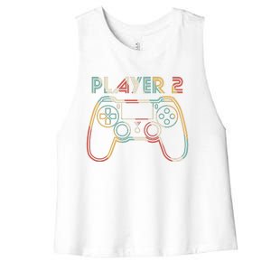 Retro Matching Player 2 Video Gamer Women's Racerback Cropped Tank