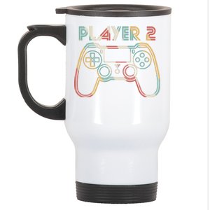 Retro Matching Player 2 Video Gamer Stainless Steel Travel Mug