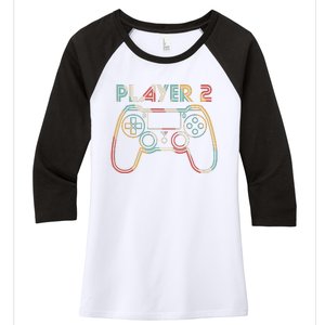 Retro Matching Player 2 Video Gamer Women's Tri-Blend 3/4-Sleeve Raglan Shirt