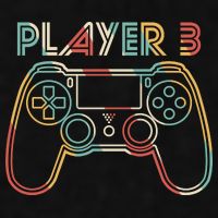 Retro Matching Player 3 Video Gamer Ladies PosiCharge Tri-Blend Wicking Tank