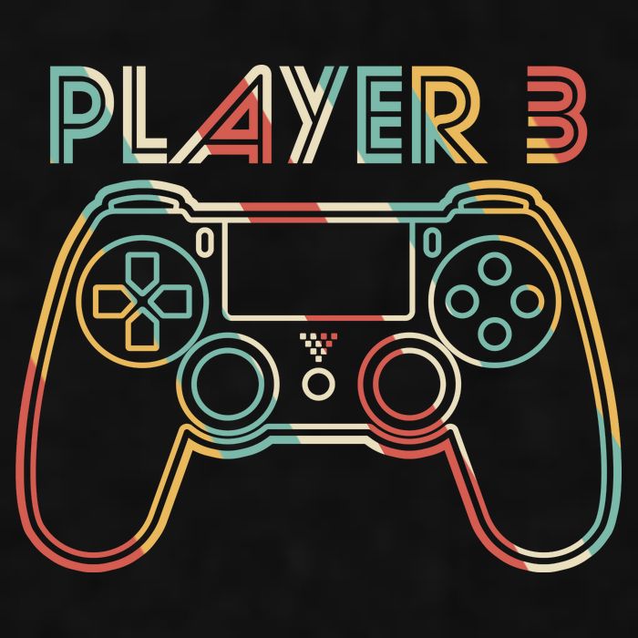 Retro Matching Player 3 Video Gamer Ladies PosiCharge Tri-Blend Wicking Tank