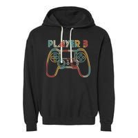 Retro Matching Player 3 Video Gamer Garment-Dyed Fleece Hoodie