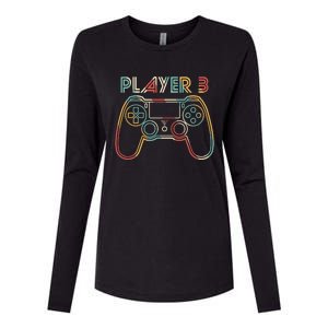 Retro Matching Player 3 Video Gamer Womens Cotton Relaxed Long Sleeve T-Shirt