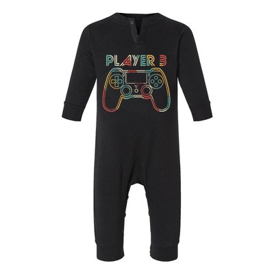 Retro Matching Player 3 Video Gamer Infant Fleece One Piece