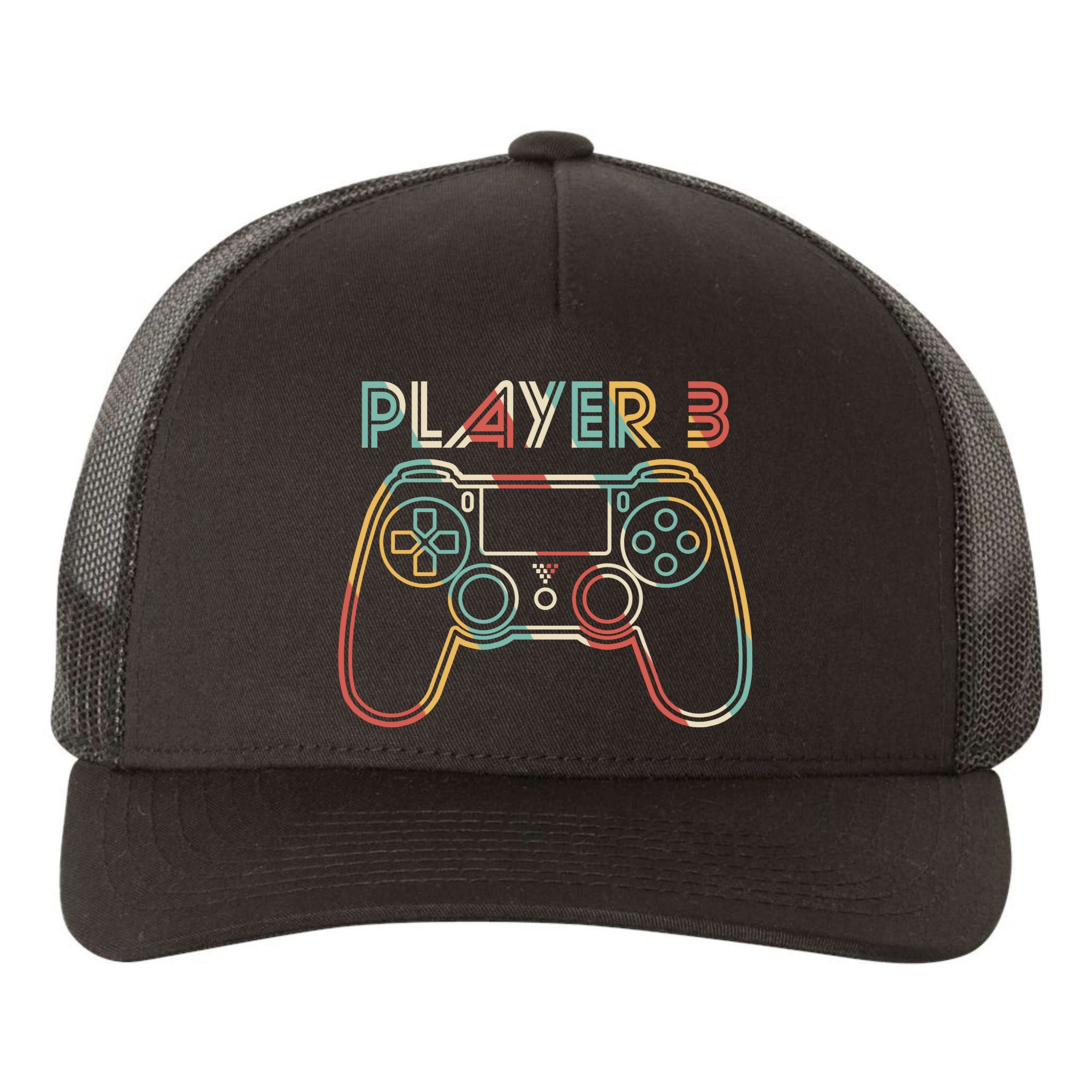 Retro Matching Player 3 Video Gamer Yupoong Adult 5-Panel Trucker Hat