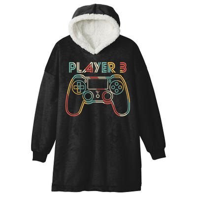 Retro Matching Player 3 Video Gamer Hooded Wearable Blanket