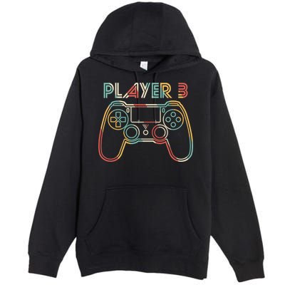 Retro Matching Player 3 Video Gamer Premium Pullover Hoodie