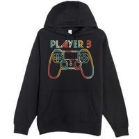 Retro Matching Player 3 Video Gamer Premium Pullover Hoodie
